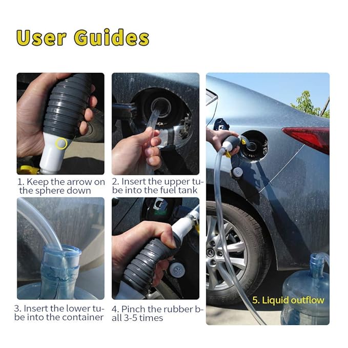 Oil Transfer Pump, Fuel Transfer Pump Kit, High Flow Siphon Hand Oil Pump, Portable Manual Car Fuel Pump for Petrol Diesel Oil Liquid Water Fish Tank with 2M Siphon Hose