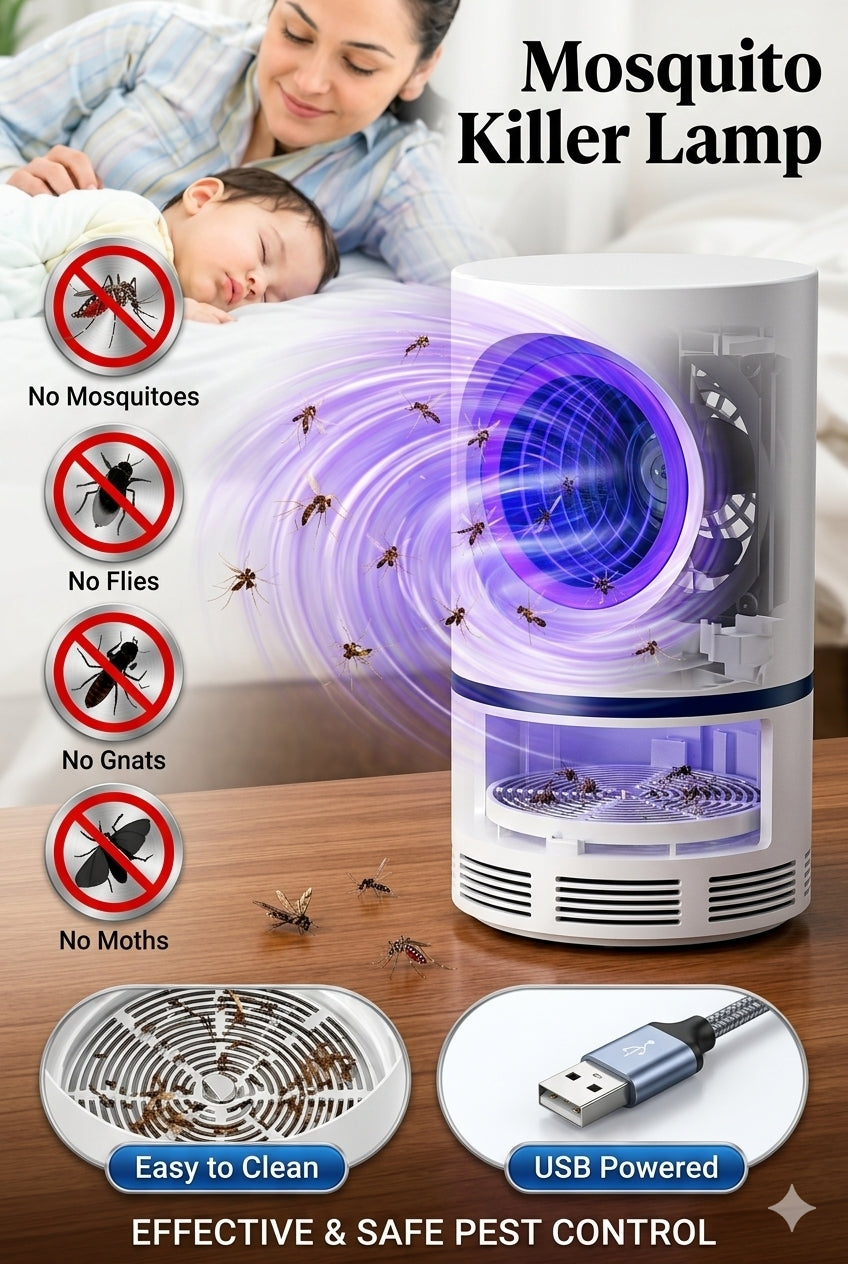 Mosquito Killer Lamp International Eco Friendly Bug Zapper Electric Mosquito Lamp Dual Mosquito Zapper Lamp Indoor Insect Trap Portable Killer Lamp.M61 (White)